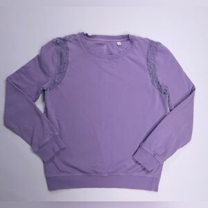 Adriano Goldschmied Kids Lilac Purple Lace Hand-Dyed Cotton Sweatshirt Girls XL
